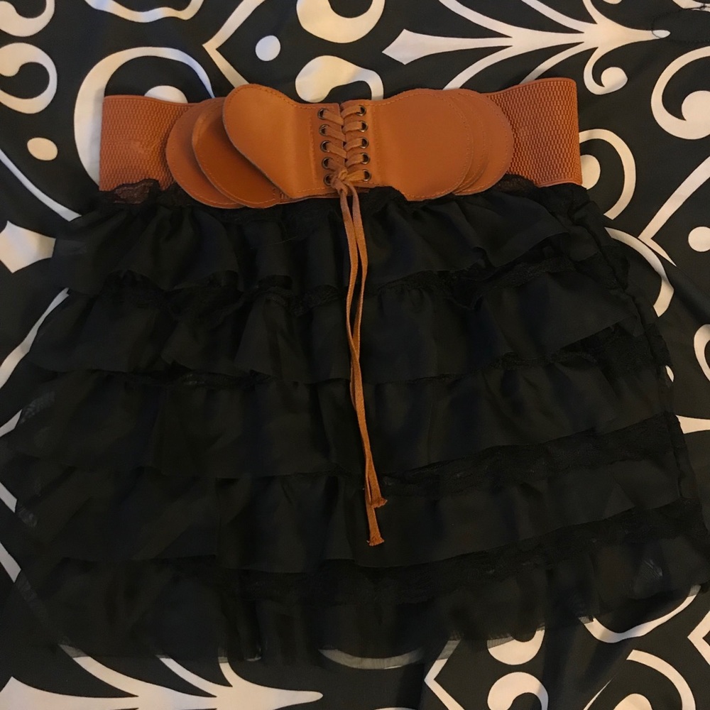 Black ruffle skirt